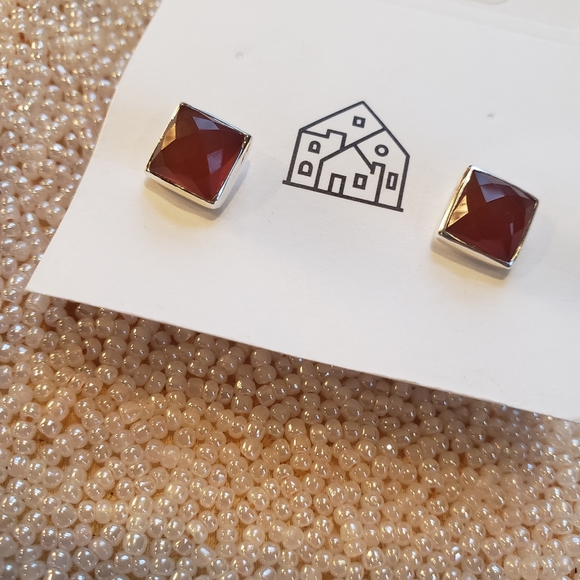 Square Red Studs - Picture 2 of 5